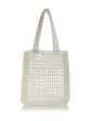 AQUA Women s White Solid Crochet Double Flat Strap Tote Handbag Purse Online