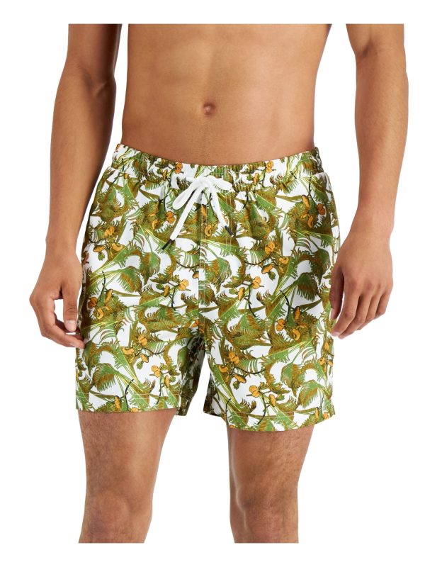 INC Mens Green Regular Fit Swim Trunks Sale