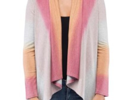 B COLLECTION Womens Pink Stretch Ombre Long Sleeve Open Cardigan Jacket For Discount