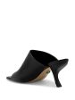 ILIO SMERALDO Womens Black Mule Toe Ring Cushioned Kim Square Toe Slip On Leather Sandals Shoes Fashion