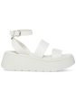 STEVE MADDEN Womens White 1-1 2  Platform Ankle Strap Padded Tenysi Square Toe Wedge Buckle Leather Heeled Online now