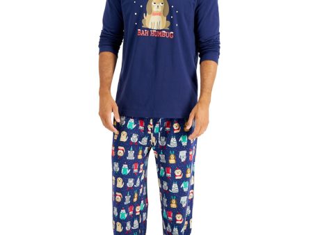 FAMILY PJs Navy Graphic Long Sleeve Straight leg Holiday Pajamas For Cheap