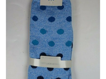 PERRY ELLIS Womens Light Blue Medium Blue Rayon Polka Dot Moisture Wicking Soft Touch Dress Crew Socks on Sale