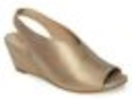 EILEEN FISHER Womens Platinum Gold V-Cut Padded Clay Peep Toe Wedge Slip On Leather Slingback Sandal Hot on Sale