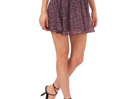 1. STATE Womens Pink Smocked Lined Sheer Pull On Floral Mini A-Line Skirt Hot on Sale