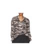 B NEW YORK Womens Black Printed V Neck Blouse Discount