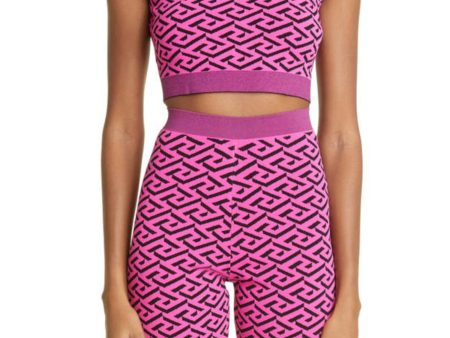 VERSACE Womens Pink Sleeveless Mock Neck Active Wear Top on Sale