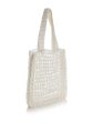 AQUA Women s White Solid Crochet Double Flat Strap Tote Handbag Purse Online