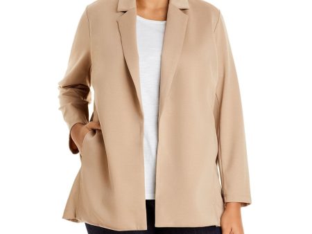 EILEEN FISHER Womens Beige Pocketed Notch Collar Back Vent Long Sleeve Wear To Work Jacket Fashion