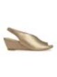 EILEEN FISHER Womens Platinum Gold V-Cut Padded Clay Peep Toe Wedge Slip On Leather Slingback Sandal Hot on Sale