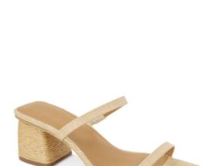 SPLENDID Womens Beige Raffia Goring Padded Kharis Square Toe Block Heel Slip On Leather Heeled on Sale