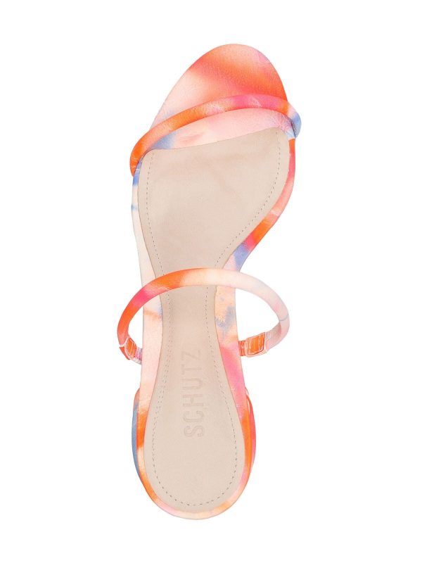 SCHUTZ Womens Orange Tie Dye Comfort Kyra Round Toe Block Heel Slip On Leather Heeled B Online now