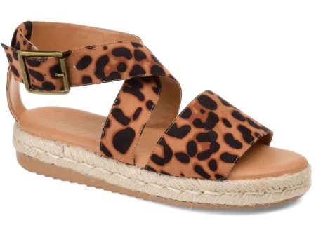 JOURNEE COLLECTION Womens Brown Animal Print Strappy Padded Trinity Round Toe Platform Buckle Espadrille Shoes M Fashion