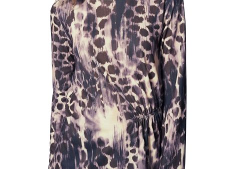 B NEW YORK Womens Ruched Printed Long Sleeve Crew Neck Blouse Online Sale