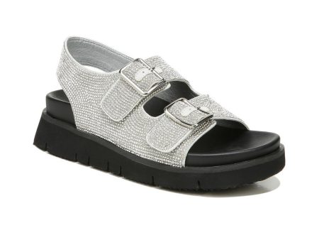 BAR III Womens Silver Sport Embellished Adjustable Kiwi Round Toe Buckle Sandals Shoes M Online Hot Sale