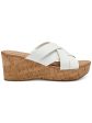 STYLE & COMPANY Womens White Cork-Like 1.5 Platform Cushioned Stretch Woven Violettee Round Toe Wedge Slip On Heeled M Sale