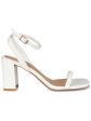 JOURNEE COLLECTION Womens White Padded Ankle Strap Chasity Open Toe Block Heel Buckle Dress Heeled Discount