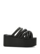 SIMON MILLER Womens Black 2-1 2  Platform Padded Strappy Maze Round Toe Wedge Slip On Sandals Shoes Hot on Sale