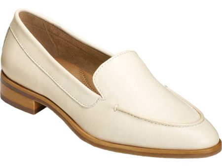 AEROSOLES Womens Ivory Burnished Finish Notched Upper Cushioned East Side Almond Toe Stacked Heel Slip On Leather Loafers Shoes M Online Sale