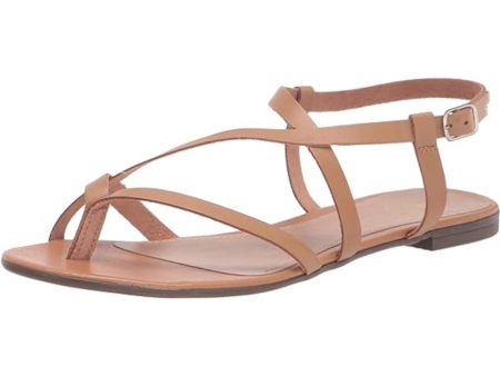 CL BY LAUNDRY Womens Brown Strappy Asymmetrical Active Round Toe Buckle Leather Thong Sandals Shoes M For Cheap