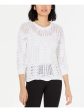 BAR III Womens White Long Sleeve Crew Neck Sweater Online Hot Sale