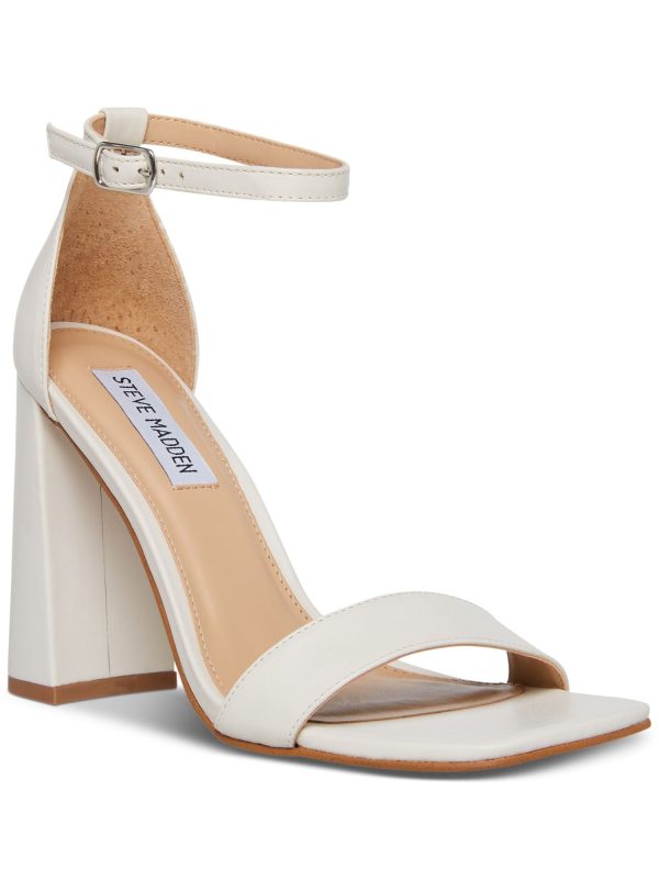 STEVE MADDEN Womens Ivory Ankle Strap Padded Tiaa Square Toe Block Heel Buckle Leather Dress Heeled M Online Sale