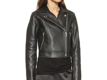 ALEXANDER WANG Womens Black Zippered Pocketed Asymmetrical Lined Motorcycle Jacket For Cheap