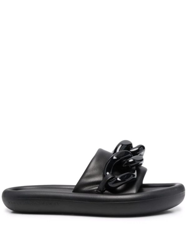 STELLAMCCARTNEY Womens Black Chain Air Open Toe Slip On Sandals Shoes Discount