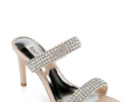 BADGLEY MISCHKA Womens Beige Glitter Padded Embellished Goring Sade Open Toe Stiletto Slip On Dress Heeled Fashion