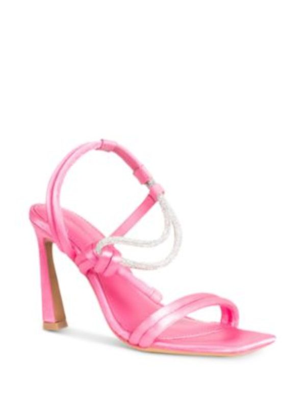 JOHNATHAN SIMKHAI Womens Pink Padded Knotted Strappy Embellished Goring Cassie Square Toe Stiletto Slip On Slingback Sandal Online now