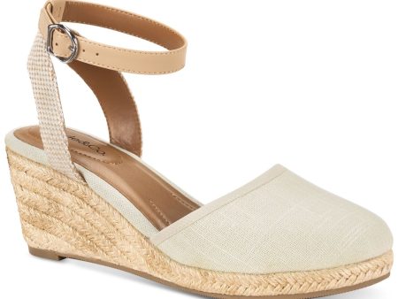 STYLE & COMPANY Womens Beige Cushioned Ankle Strap Mailena Round Toe Wedge Buckle Espadrille Shoes M For Cheap