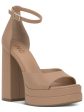 INC Womens Beige 1-1 2  Platform Ankle Strap Padded Arya Round Toe Block Heel Buckle Heeled M Supply