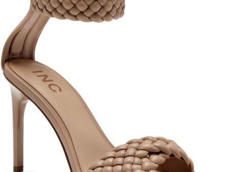 INC Womens Beige Ankle Strap Woven Adalie Square Toe Stiletto Zip-Up Dress Heeled M Online Sale