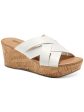 STYLE & COMPANY Womens White Cork-Like 1.5 Platform Cushioned Stretch Woven Violettee Round Toe Wedge Slip On Heeled M Sale