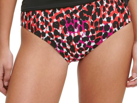 DKNY Women s Pink Animal Print Lined Side Tie Sash High Waisted Swimsuit Bottom Hot on Sale