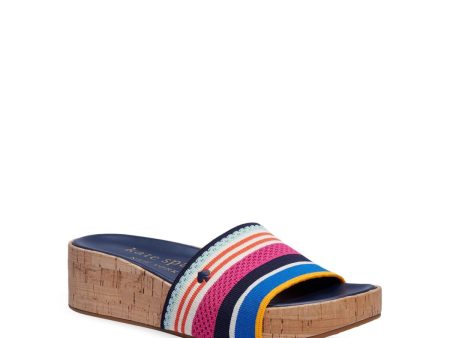 LUCKY BRAND Womens Navy 1.5  Platform Cushioned Breeze Open Toe Wedge Slip On Slide Sandals Shoes Hot on Sale