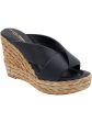 ANDRE ASSOUS Womens Black 1.5Platform Lightweight Padded Calsea Open Toe Wedge Slip On Leather Espadrille Shoes Online