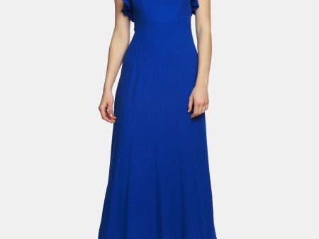 1. STATE Womens Blue Ruffled Spaghetti Strap Square Neck Maxi Sheath Dress Online Hot Sale