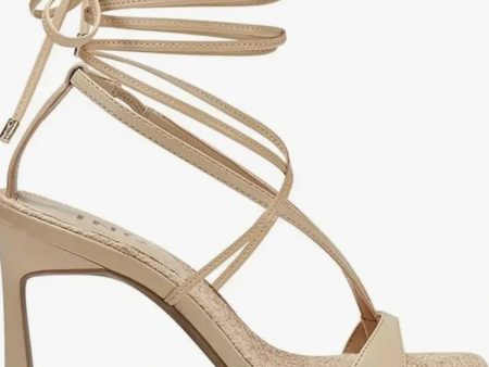 INC Womens Beige Padded Strappy Sawyer Square Toe Stiletto Lace-Up Dress Heeled Thong Sandals M Sale