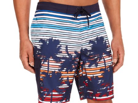 CLUBROOM Mens Navy Drawstring Lined Patterned Shorts For Cheap