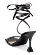 INC Womens Black Rhinestone Bradki Open Toe Sculpted Heel Lace-Up Dress Sandals Shoes M Online now