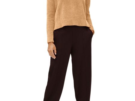 EILEEN FISHER Womens Brown Textured Drop Shoulder Long Sleeve Crew Neck Blouse on Sale