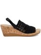 KAREN SCOTT Womens Black Macramã© Cork Look Wedge Macramã© Vamp Cushioned Meriamm Almond Toe Wedge Slip On Slingback Sandal M Online Sale