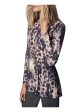 B NEW YORK Womens Ruched Printed Long Sleeve Crew Neck Blouse Online Sale