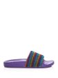 MARC JACOBS Womens Purple Striped Comfort Cooper Round Toe Platform Slip On Slide Sandals Shoes Cheap