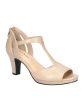 EASY STREET Womens Nude Pearlized Beige 1 2  Platform Padded Stretch T-Strap Flash Open Toe Block Heel Zip-Up Dress Sandals Shoes M on Sale