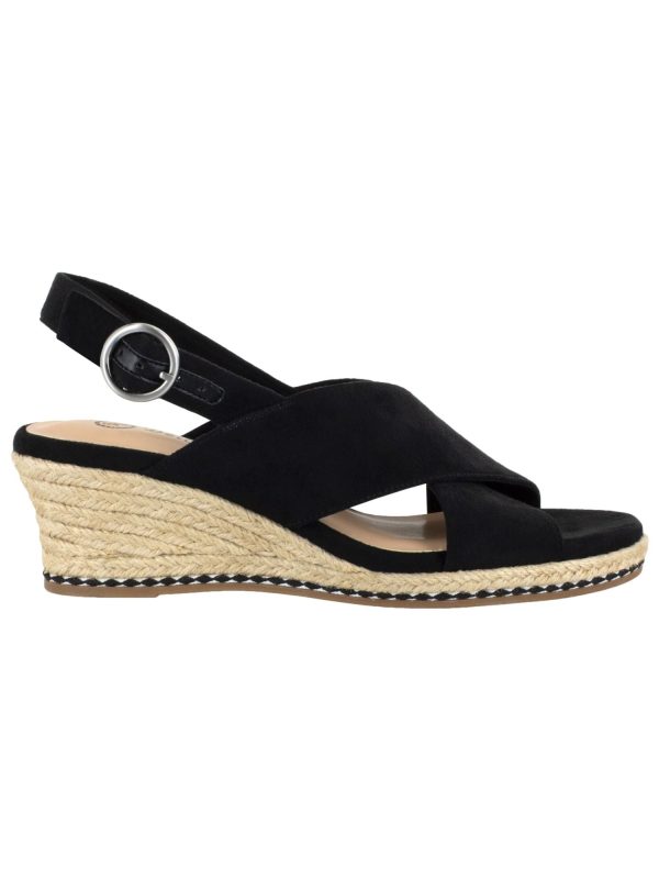 BELLA VITA Womens Black Slingback Cushioned Open Toe Wedge Buckle Dress Espadrille Shoes M Online Sale