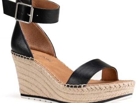 SUN STONE Womens Black 1-1 2  Platform Adjustable Ankle Strap Sammi Open Toe Wedge Buckle Espadrille Shoes M Online