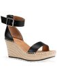 SUN STONE Womens Black 1-1 2  Platform Adjustable Ankle Strap Sammi Open Toe Wedge Buckle Espadrille Shoes M Online