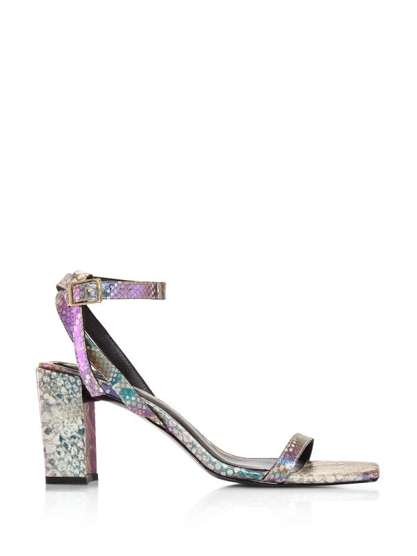 JAGGAR Womens Rainbow Snake Ankle Strap Padded Essential Square Toe Sculpted Heel Buckle Slingback Sandal For Discount